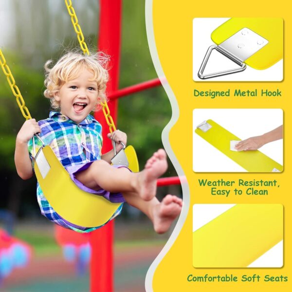 Swing Seat Yard Swing for Kids & Adults with Metal Triangle Ring 2 Chain and Snap Hooks - Image 9