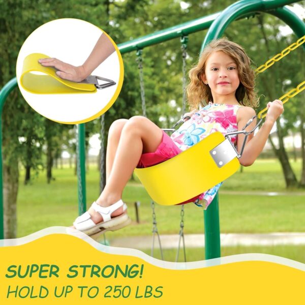 Swing Seat Yard Swing for Kids & Adults with Metal Triangle Ring 2 Chain and Snap Hooks - Image 7