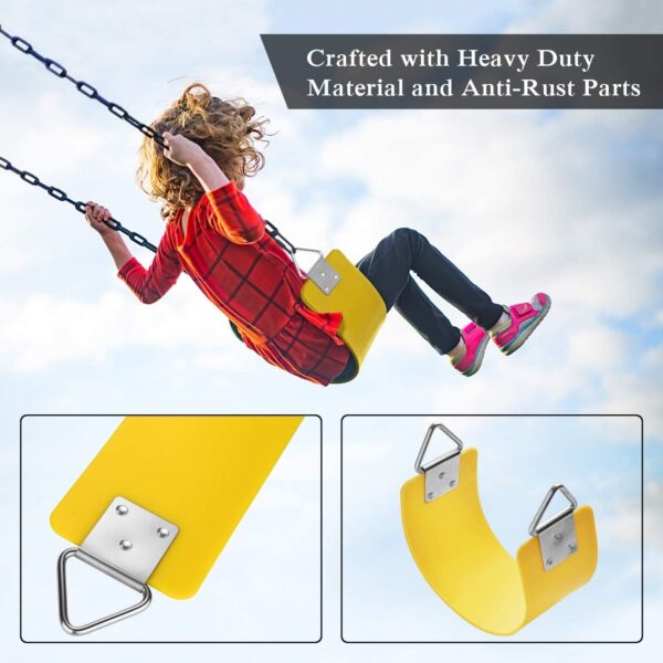 Swing Seat Yard Swing for Kids & Adults with Metal Triangle Ring 2 Chain and Snap Hooks - Image 11