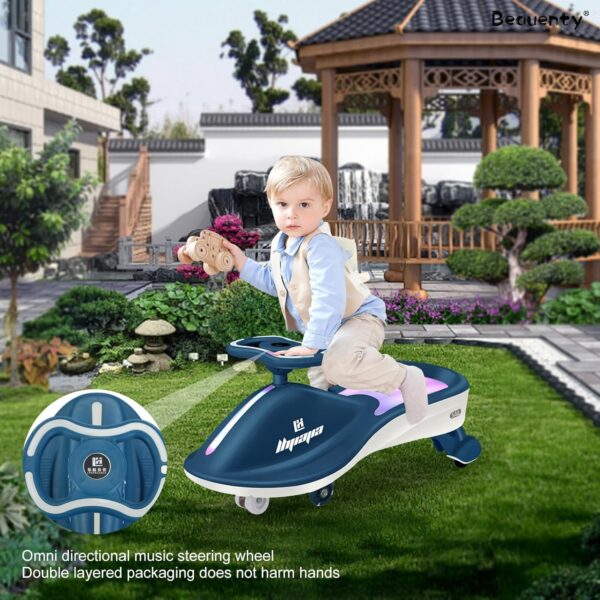 Free Swing Car for Kids, LED Light-up Wiggle Car with Music for Indoor Outdoor Play 1-3-6 Years Old Kids Gift (Light blue) - Image 7