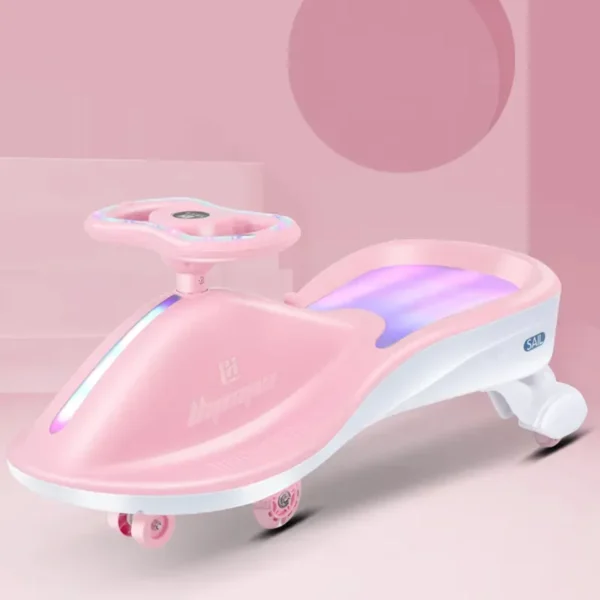 Free Swing Car for Kids, LED Light-up Wiggle Car with Music for Indoor Outdoor Play 1-3-6 Years Old Kids Gift (Pink) - Image 3