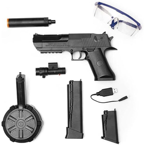 Electric Gel Gun Blaster, 20000 Balls, 5x Attachments,, Gel Blasters Gell Ball Gun,  Electic water ball pistol (Black)